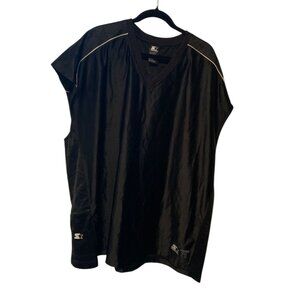 Vintage Y2k Starter Mens Size 3XL Sleeveless Black Tank Top Shirt White Trim Zip